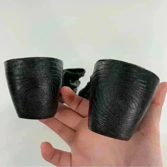 Pesaro womens clogs size 7 black leather studded floral slip on chunky mules - Picture 9 of 13